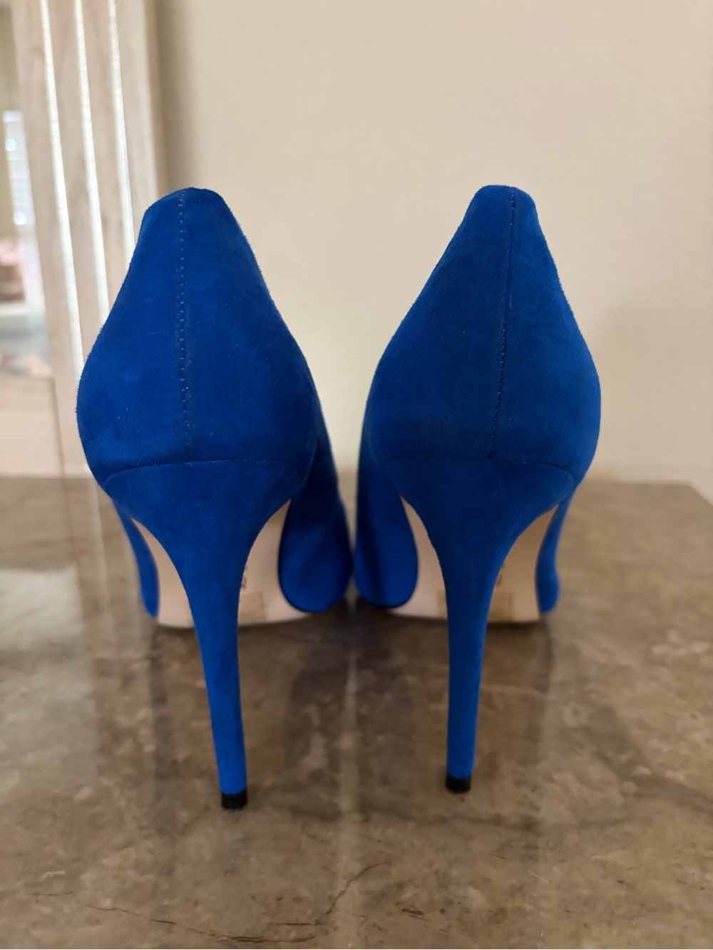 Vintage Y2K Classic Suede Pointed-Toe Stiletto Pumps Bright Blue - Picture 3 of 4